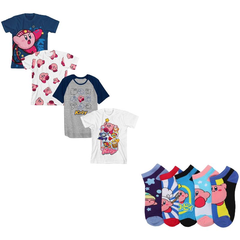 Kirby Characters 2-Pack Small Size T-Shirt 4-Pcs and Ankle Socks 5-Pcs Set, 1 of 7