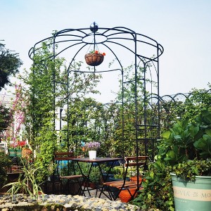 Gulches Metal Garden Arch Iron Garden Arbors Gazebo 81.3inch x 114.2inch High Birdcage Shape Pergola Pavilion for Wedding Ceremony Outdoor Black - 1 of 4