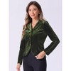 INSPIRE CHIC Women's Notched Lapel Long Sleeve Office Button Velvet Suit Blazer - 2 of 4