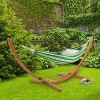 Wood Frame Free Standing Sling Hammock - Blue/Green - CorLiving: Outdoor Cotton Canvas, Weather-Resistant, 297 lb Capacity - 2 of 4