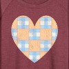 Women's - Instant Message - Patchwork Quilt Heart Lightweight French Terry Wide Neck Long Sleeve Graphic Shirt - 2 of 4