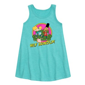Girls' - Hey Arnold! - Arnol and Friends Graphic Sleeveless Aline Dress - 1 of 3