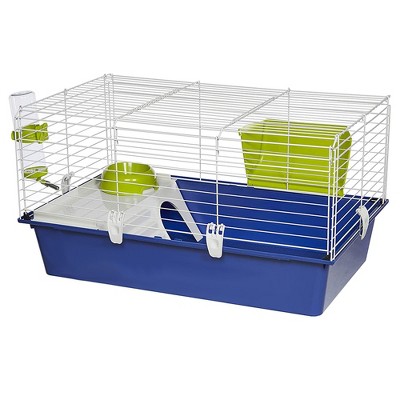 MidWest Homes for Pets Critterville Cleo Large Guinea Pig Habitat Cage with Food Dish, Hay Feeder, Water Bottle, Hideout, and Dual Door Access, Blue