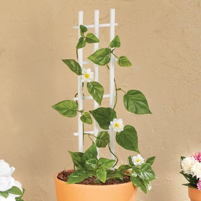 White Plastic Trellis Plant Support Stakes - Set of 6