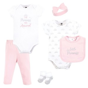 Hudson Baby Infant Girl Cotton Layette Set, Silver Little Princess - 1 of 4