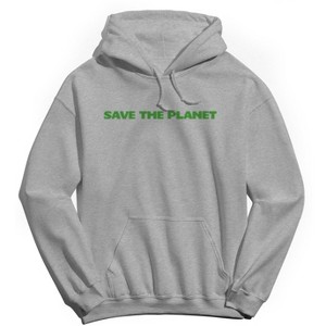Earth Day Men's Save The Planet Dotted Text Long Sleeve Graphic Cotton Sweatshirt Hoodie - 1 of 4