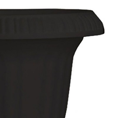 Black 14" UV-Coated Resin Fluted Outdoor Urn Planter Set