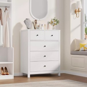 Dresser for Bedroom, Tall 5 Drawer Dresser with Deep Drawers & Metal Knobs - 1 of 4
