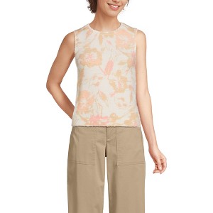 Lands' End Women's Fine Gauge Eyelash Printed Sleeveless Sweater - 1 of 4
