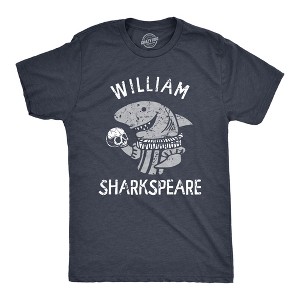 Mens William Sharkspeare T Shirt Funny Shark Week Shakespeare Joke Tee For Guys - Crazy Dog Men's T Shirt - 1 of 4