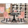 3-Piece Black Finish Solid Wood Top-Round Upholstered Dining Room Set -Seats 4 - 2 of 4