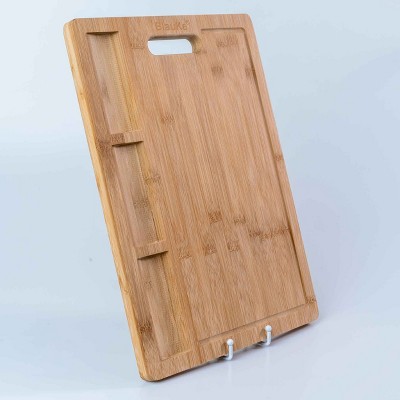 Extra Large Bamboo Cutting Board with Compartments and Juice Groove