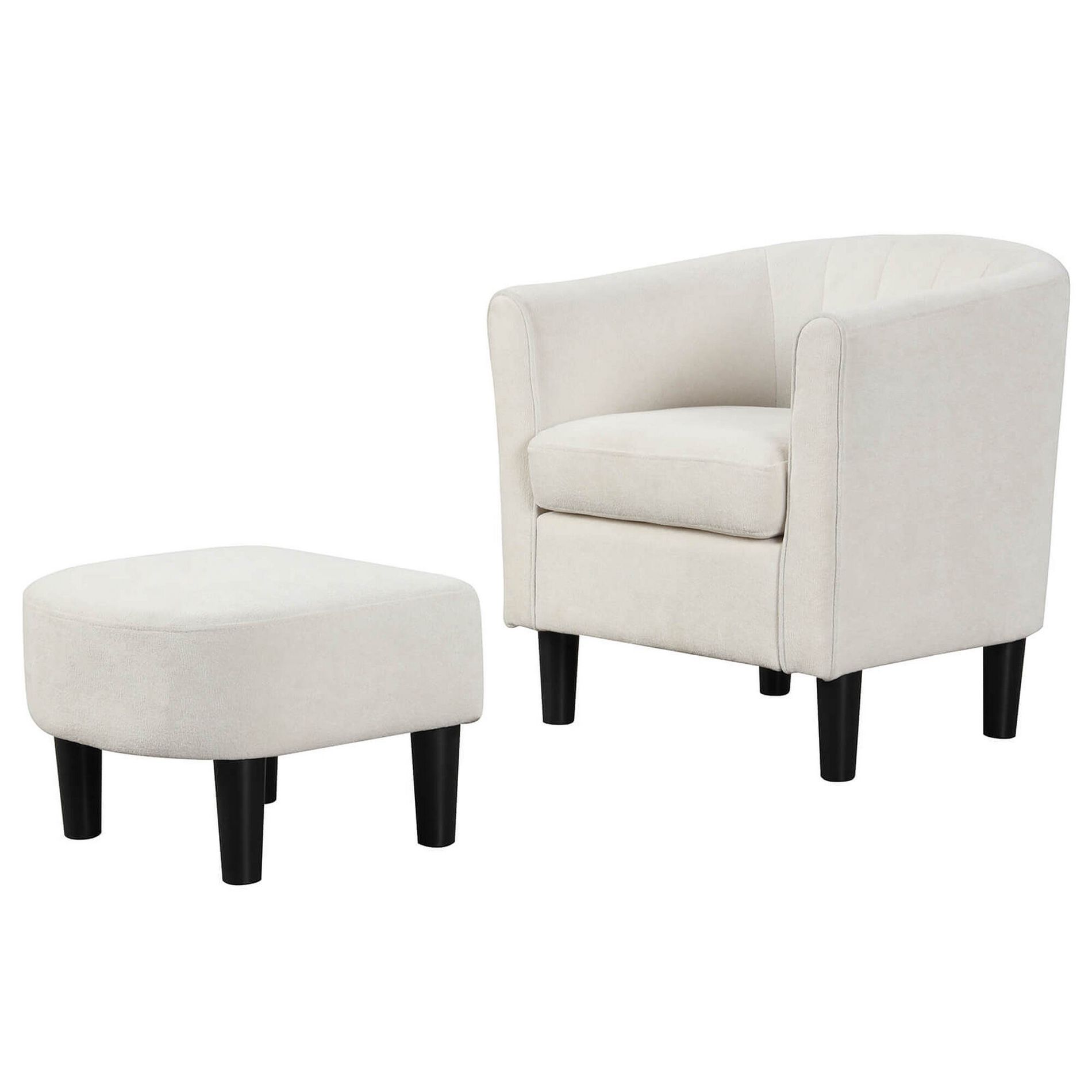 Costway Barrel Chair with Ottoman Footrest Curved Backrest Armrests Removable Seat Cushion Beige