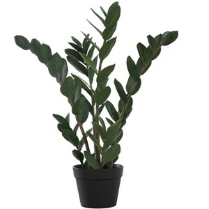Gulches 29in Artificial ZZ Tree in Black Pot Green 72 Real Touch Leaves Indoor Faux Floor Plant No Maintenance Decorative Greenery - 1 of 4