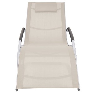 vidaXL Ergonomic Sun Lounger with Pillow | Outdoor Cream & Gray Patio Chair | Textilene Fabric, Aluminum Frame | Weather & | Easy Assembly - 1 of 4