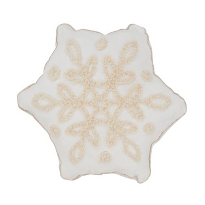 Saro Lifestyle Crystal Frost Snowflake Poly Filled Throw Pillow, 16"x18", White