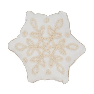 Saro Lifestyle Crystal Frost Snowflake Poly Filled Throw Pillow, 16"x18", White - 1 of 3