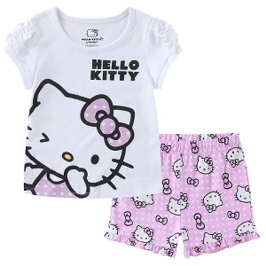 Hello Kitty Sanrio Girls 2 Piece Short Sleeve T-Shirt and Shorts Set for Little and Big Kids - 1 of 4