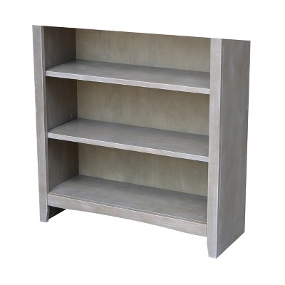 72" Gray Solid Wood Adjustable Shaker Bookcase