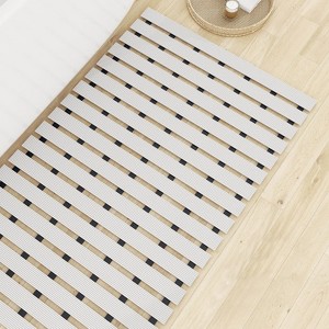 Home Mart Goods White Non-Slip Bottom Quick Dry Foldable Natural Fiber Bath Mat With Suction Cups - 24.8" x 15.7" - 1 of 4