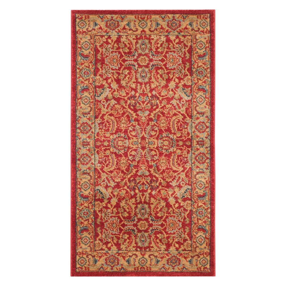  Floral Accent Rug Red/Natural