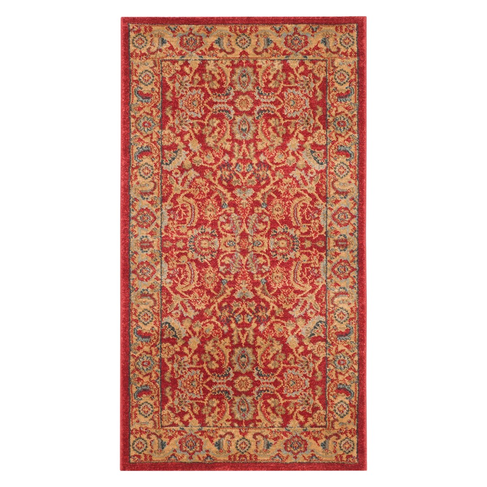 2'2inX4' Floral Accent Rug Red/Natural - Safavieh