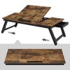 SONGMICS Laptop Desk Adjustable Tilt Top Right-Left Handed Adjustable Folding Legs Drawer Rustic Dark Brown - 4 of 4