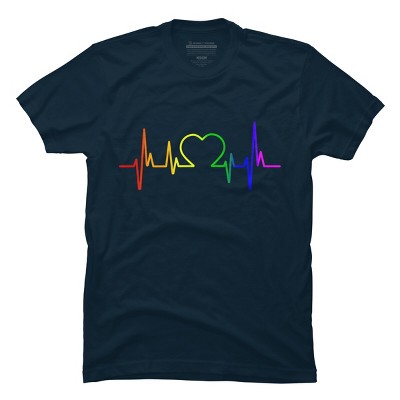 Adult Design By Humans Pride Heartbeat Rainbow By LuckyCharm99 T-Shirt