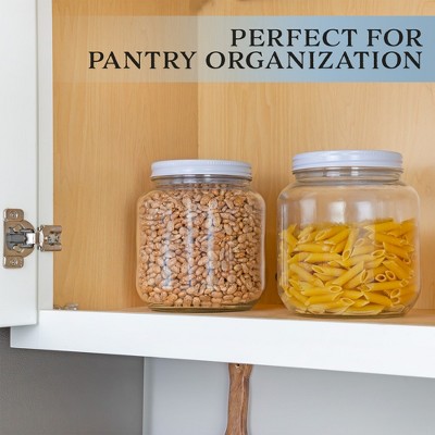 64oz Clear Glass Jar with White Plastic Lid for Pantry Storage