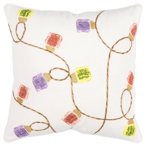 20"x20" Oversize String of Lights Polyester Filled Throw Pillow Square - Rizzy Home: Indoor Canvas Cotton with Hidden Zipper - 1 of 4