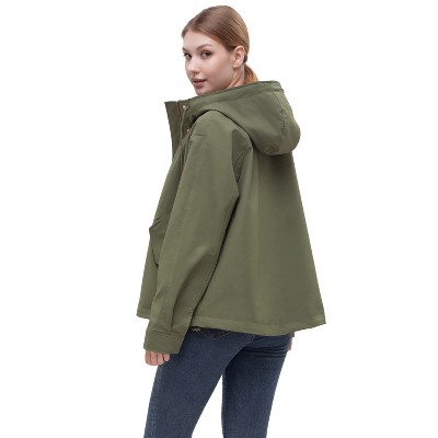 Rokka&Rolla Women's Full Zip Jacket Hooded Windbreaker-Olive, size XX Large — фото 7