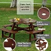 Sapphtopaz Outdoor Dining Set Wood Round Patio Dining Set with 4 Built-in Benches, Umbrella Hole for Lawn, Patio, Garden - 4 of 4