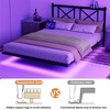QingMoon Full Size Floating Bed Frame with Storage, Metal Platform Bed Frame with Headboard, USB Charging Station and LED Lights, Noise Free - 3 of 4