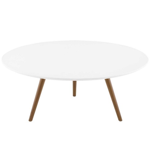 Round White Coffee Table / Lippa 47 Round Wood Top Coffee Table With Tripod Base Contemporary Modern Furniture Modway : A rich, waxy finish enhances the wood's tonal variation for a look sure to entice.