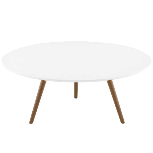 36 Lippa Round Wood Top Coffee Table, White Wood Round Coffee Table
