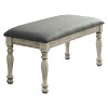 Natali Transitional Linen-Like Fabric Bench Antique White: Upholstered Seat, Wood Legs - HOMES: Inside + Out - 2 of 3