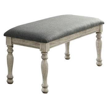 Natali Transitional Linen-Like Fabric Bench Antique White - HOMES: Inside + Out