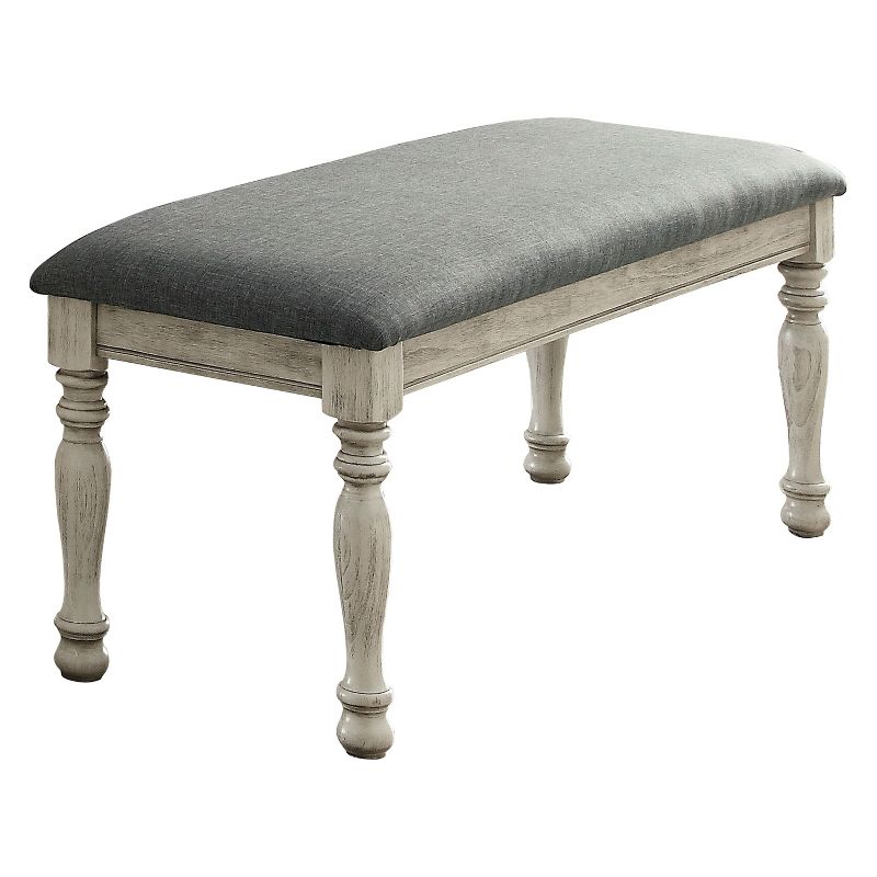 Natali Transitional Linen-Like Fabric Bench Antique White - HOMES: Inside + Out, 1 of 5