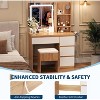 Vanity Desk with Mirror and LED Light, Vanity Desk with 4 Drawers, Power Outlet, Storage Stool, Storage Shelves - 4 of 4