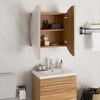 vidaXL Cabinet Bathroom Wall Vanity Mirror Cabinet with Round Mirror and LED - Brown 18.5" x 18.5" x 6.9" - 4 of 4