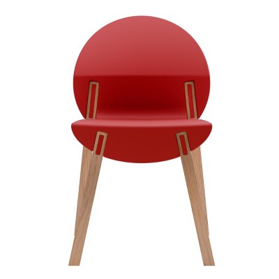 GlasFlength Accent Chairs Contemporary Oak Wood Legs Comfortable Stylish PP Seat For Dining Living Room, Red, 20.08"*19.29"*31.89"