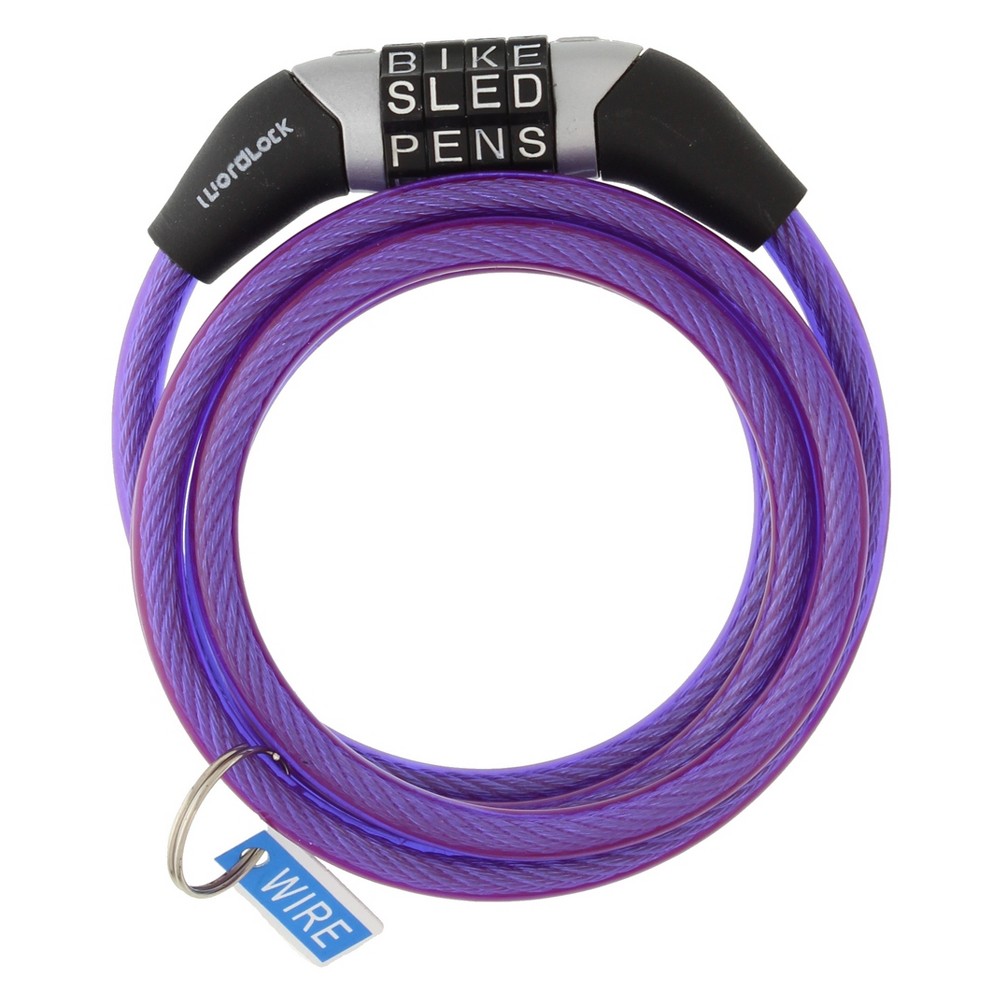 Wordlock 4' Combination Bike Lock - Purple