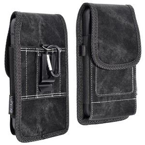 LUXMO Medium Vertical Universal Pouch w/ Dual Card Slots - Black Denim Fabric - 1 of 4