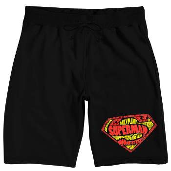 Superman Classic Logo Men's Black Graphic Sleep Shorts