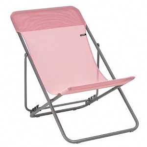 Lafuma Maxi Transat Colorblock Steel Framed Mesh Ultra Compact Foldable Reclining Sling Chair for Outdoor Camping & Backyard, Cerisier - 1 of 4