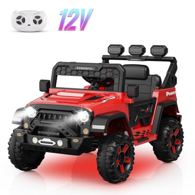 12V Kids Ride-On Truck with Remote Control, 3-Speed Electric Car with Music, LED Lights, Safety Features, Battery Power Wheels Car for Kids