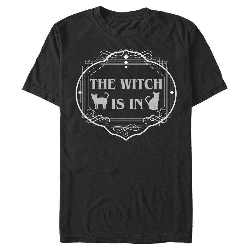 Men's Lost Gods Halloween The Witch Is In Cats T-Shirt, 1 of 6