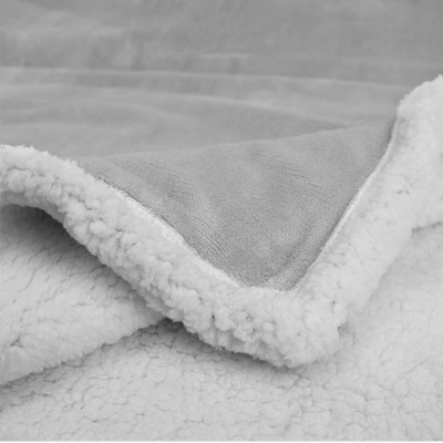 Light Gray Reversible Sherpa Fleece Throw Blanket