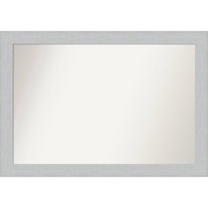 40" x 28" Non-Beveled Shiplap White Wood Wall Mirror - Amanti Art: Modern Rectangular, Includes Mount Hardware - 1 of 4