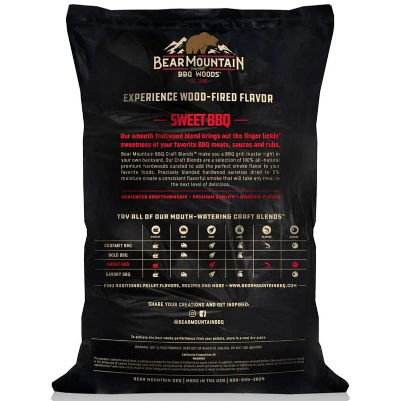 Bear Mountain BBQ FK92 All Natural Low Moisture Hardwood Smoky Sweet Craft Blends BBQ Smoker Pellets for Outdoor Grilling and Smoking, 20 Pound Bag, 2 of 7